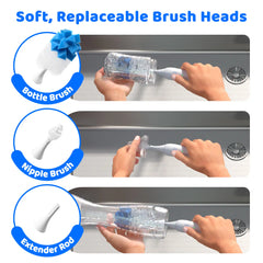 Klarpul Electric Bottle Brush Soft, Replaceable Brush Heads