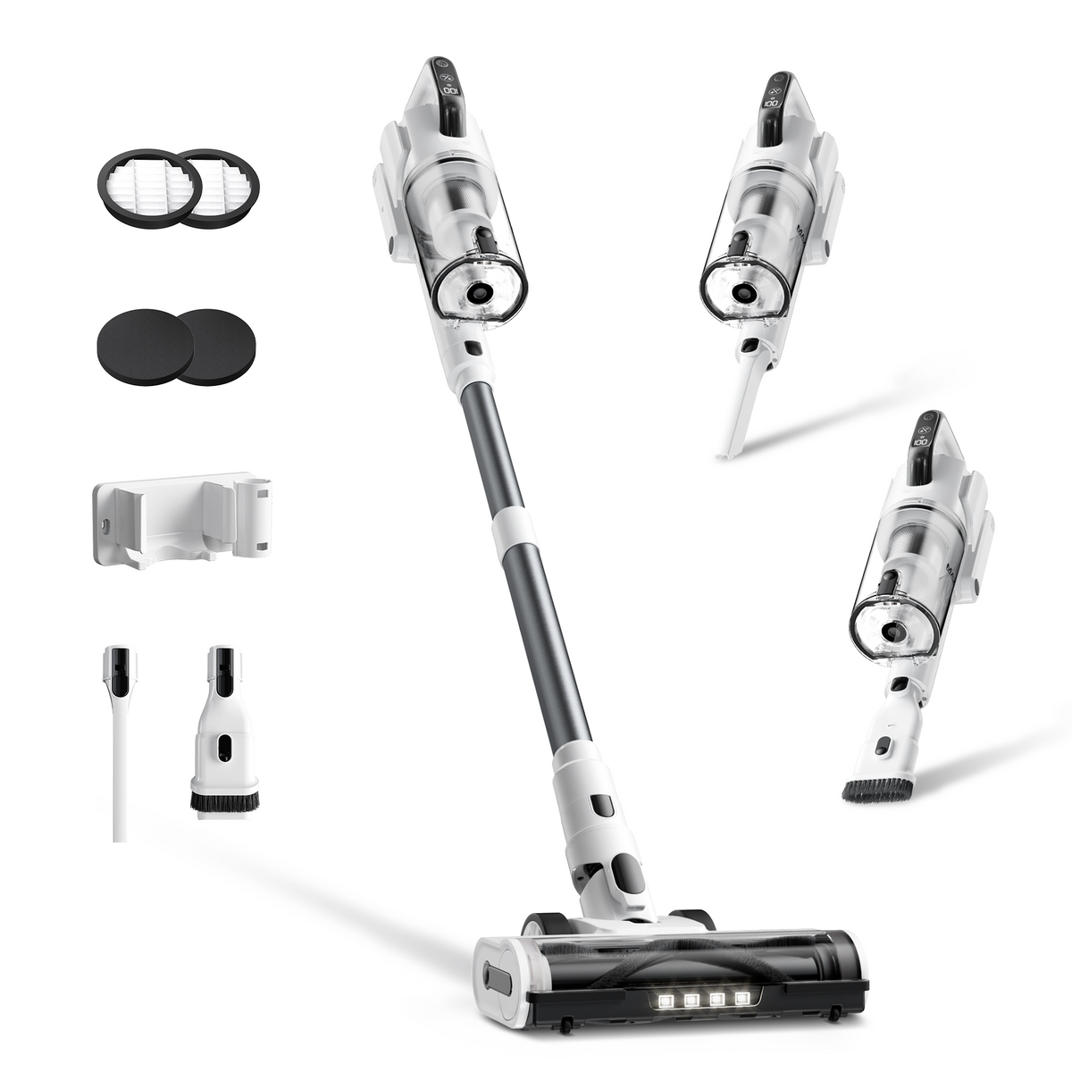 Cordless Vacuum Cleaner, Upgraded 650W 55KPa 70Mins Runtime Stick Vacuum Cordless, Self-Standing Lightweight Vacuum Cleaners for Home with LED Headlight Touch Screen, for Pet Hair/Carpet/Floor