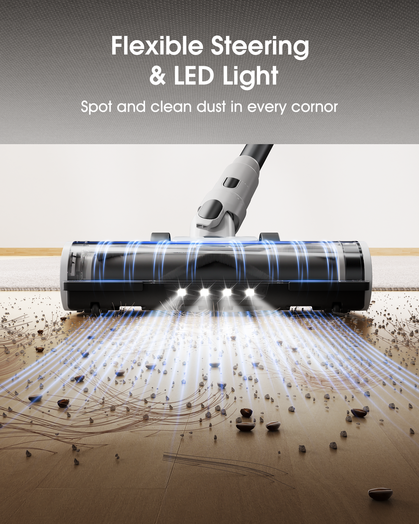45KPA Self-Standing Cordless Vacuum Cleaner 550W 2.5H Fast Charging 60 Mins Runtime - Klarpul