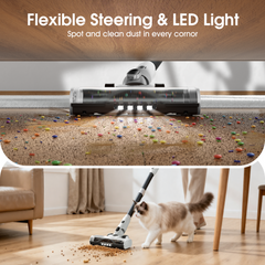 55KPa Cordless Vacuum Cleaner, Upgraded 650W Motor with 70Mins Runtime, Self-Standing Lightweight for Home, for Pet Hair/Carpet/Floor