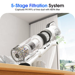 Cordless Vacuum Cleaner 2 Batteries 130Mins Runtime 600W 50KPA Fast Charging Self-Standing - Klarpul