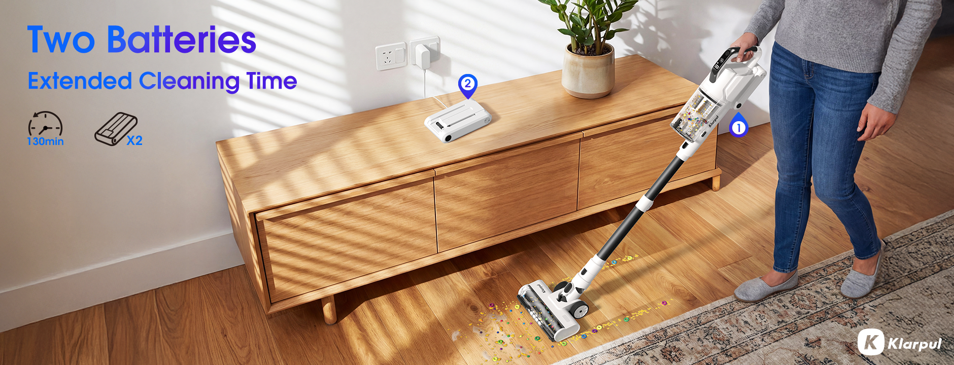 Klarpul Cordless Stick Vacuum Cleaner - Thumbnail 4